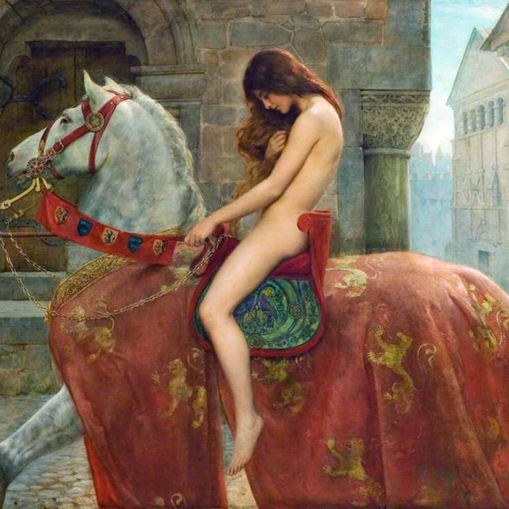 LADY GODIVA Art Print: 8"by10" Reproduction. Famous Medieval Castle Scene